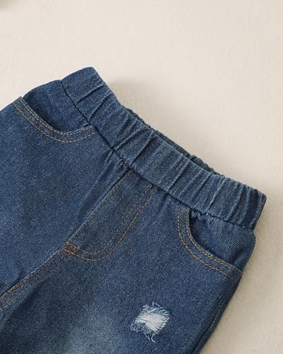 Image of Baby Girl Clothes Toddler Girls Winter Outfits Infant Clothing Ruffle Top Denim Pants Jeans Cute Fall Outfit Set