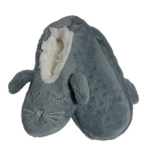 Fuzzy Babba Women Slippers Furry Critter (5.5-7.5, Grey Bunny w/Ears) - Main Image
