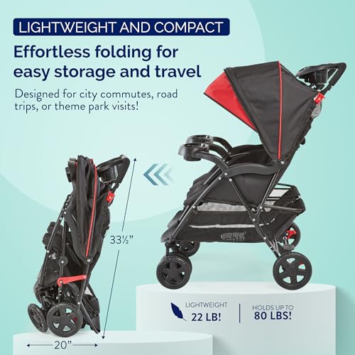 Image of Kolcraft Baby Infant and Toddler Double Stroller Side-by-Side - Lightweight, Reclining Seats, Compact Fold