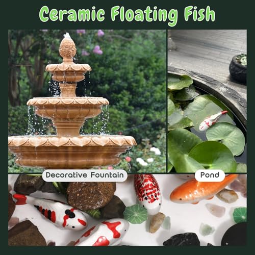 Image of 4PCS Ceramic Floating Koi Fish 4PCS Lotus Flowers Koi Pond Accessories Pond Decor Floating Aquarium Decor Birdbath Decor【Red Collection】