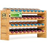 NutriChef Flaschenregal Stapelbar, Weinregal Holz – Wine Rack – Weinregal Stapelbar Modular für 36 Flaschen, Weinregal Schmal mit 85 x 25 x 81cm, geeignet als Weinregal Keller & Flaschenregal Küche