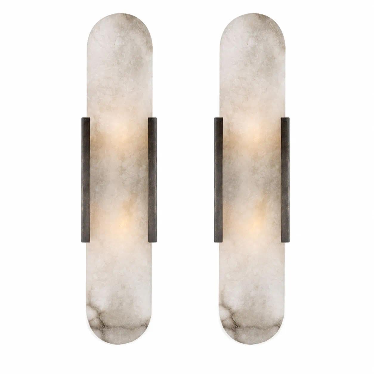 ITOSUI Alabaster Sconce Set of 2, Marble Wall Lamp for Bedroom Living Room(Black,50cm)