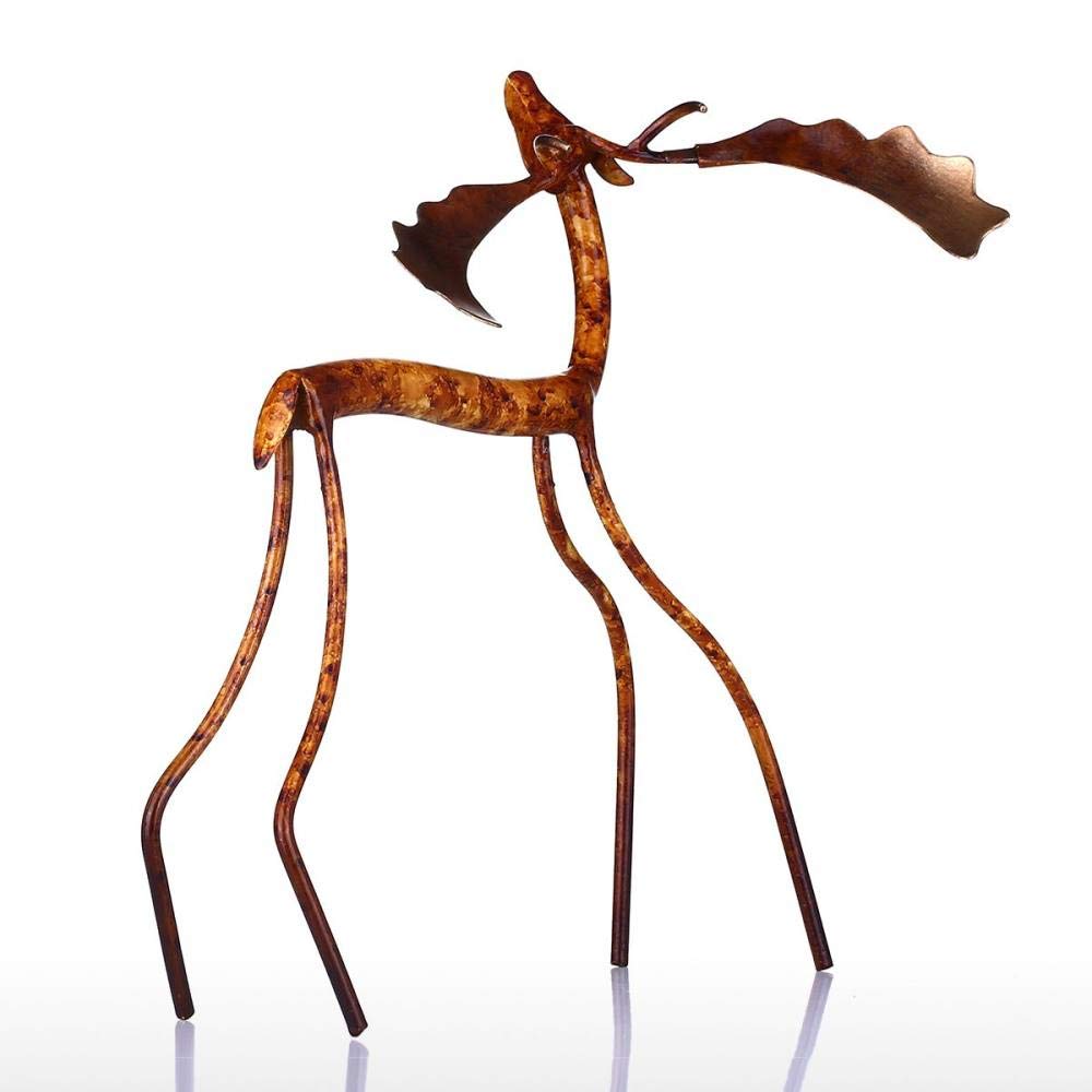 Levantar la Cabeza Escultura de Hierro de Alce Decoración del hogar Artesanía Escultura de Animales de Metal Obra de Arte para la decoración de la Oficina en casa, Levantar la Cabeza
