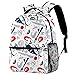 Z&Q Zaino Bambina Pesce Gamberetti Stoviglie Scuola Borse Leggero per Bambini Zaino 29.4x20x40cm