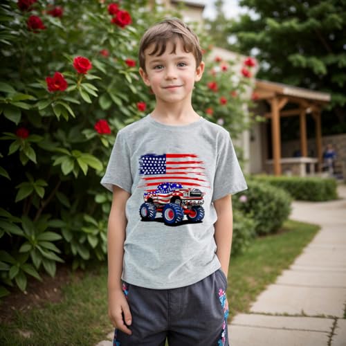 Image of Kids 4th of July Shirt USA Flag Clothes Toddler Boys Girls Children Patriotic Tee Tops 1-7 Years