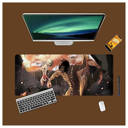 Professionell stor spelmusmatta anime musmatta attack on titan tema anti-slip musmatta kontor dator skrivbord matta flicka gåva 900 x 400 x 2 mm Eren Jaeger