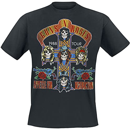 Guns N’ Roses Tour 1988 Homme T-Shirt Manches Courtes Noir Regular/Coupe Standard - Les Beatles, Paul McCartney, John Lennon, RIngo Starr, George Harrison Guns N' Roses Tour 1988 Homme T-Shirt Manches Courtes Noir Regular/Coupe Standard