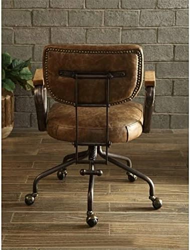 Office Leather Executive Arm Office Chair Gaming Chair with Top Grain Leather, Foam, Plywood, Iron Frame
