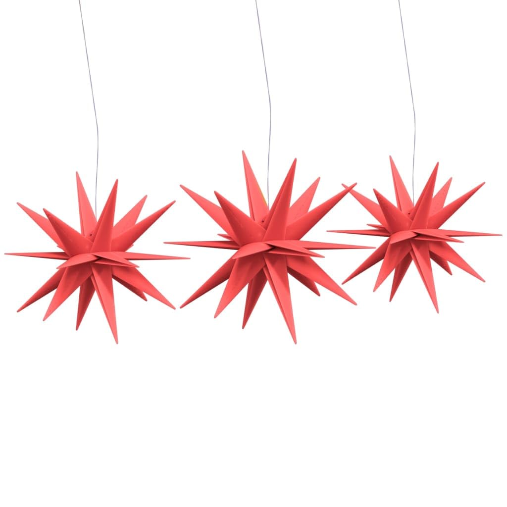 Łańcuch świetlny LED Red Starburst, składany, możliwość ściemniania, do użytku wewnątrz i na zewnątrz, 27 cm x 6 cm, 7 diod LED, ciepła biel, 2700 K, 0,6 W, 5 baterii AA, wodoodporne, gwiazdkowe