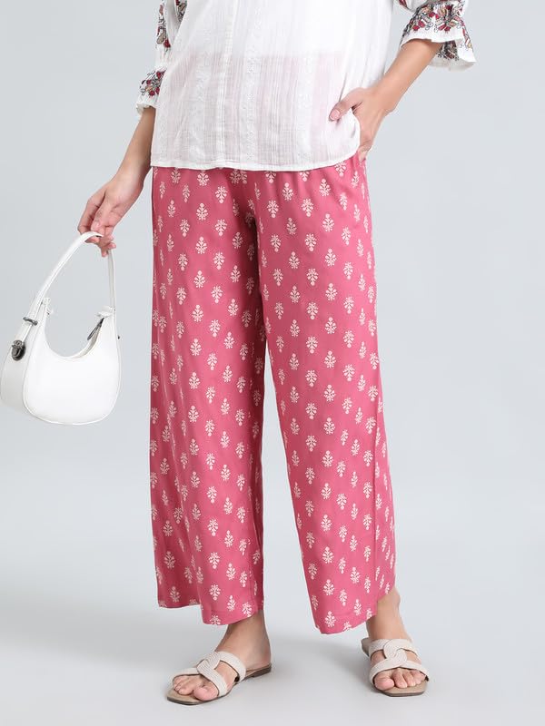 Image of GO COLORS Soft Viscose Printed Palazzo Full Length for Women| Breathable, Mid Rise