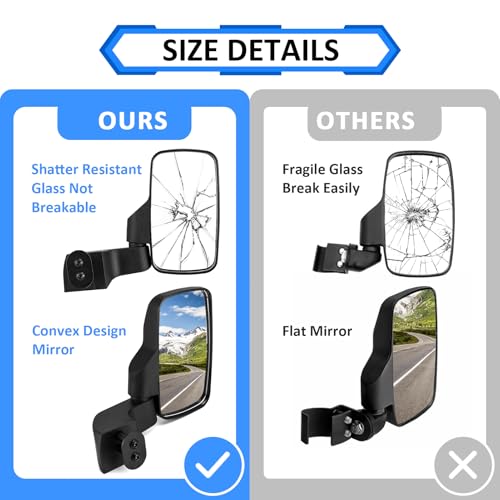 Image of Wsays UTV Side Mirrors Door Mounted Compatible with Polaris Ranger XP 1000 / SP 570 / Crew /Northstar /Commercial Pro XD 2018-2026 (ONLY FOR FULL DOORS)