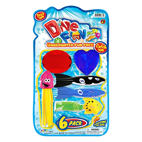 JA-RU Pool Diving Toys (1 Pack, 6 Toys) Diving Gems & Shark Bath Toy. Sinking & Floating Pool Toys. Birthday Party Favors. Beach Games & Outside Activities for Kids. 877-1s