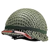 Gewicht: 1.6kg. KODENOR Heavy Duty Helm US Army Tactical Helm WWII Stahl M1 Green Steel Helm Replik Mit Pretend Net/Canvas Kinnriemen (Color : M1+Net)