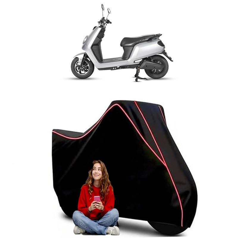 Image of Glob Bike BS6 Scooty Bike Cover Water Resistant Outdoor Use Universal Fit Scooters Motorcycles Heavy Duty UV Protection Dust Rain Scratch Resistant Elastic Bottom Black Blue Piping