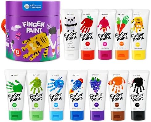 Jar Melo Washable Finger Paints for Toddlers, 12 Colors Large Cap...