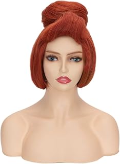 50s Women Wig | FVCENT Wilma Flintstone Halloween Costume for Women,The Flintstones,60s Short Red Vintage Updo Halloween Costume Bun Party Wig (Red)