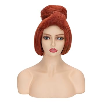 50s Women Wig Halloween Costume for Women,60s Short Red Vintage Updo Halloween Costume Bun Party Wig Red