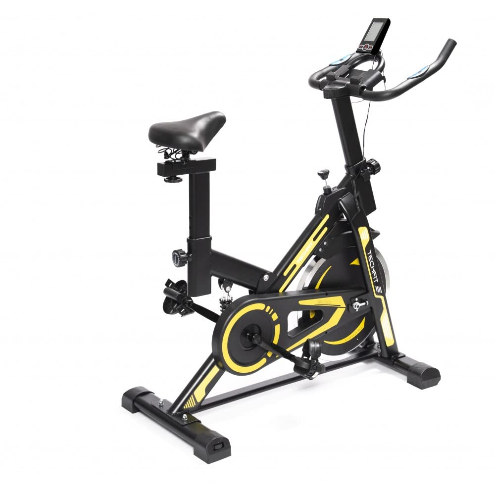 TechFit Cyclette da Camera - Bicicletta Indoor, Cyclette da Camera con Schermo LCD e Portabicchieri, Volano 15kg, Cyclette per Fitness ed Esercizio a Casa, supporto per iPad