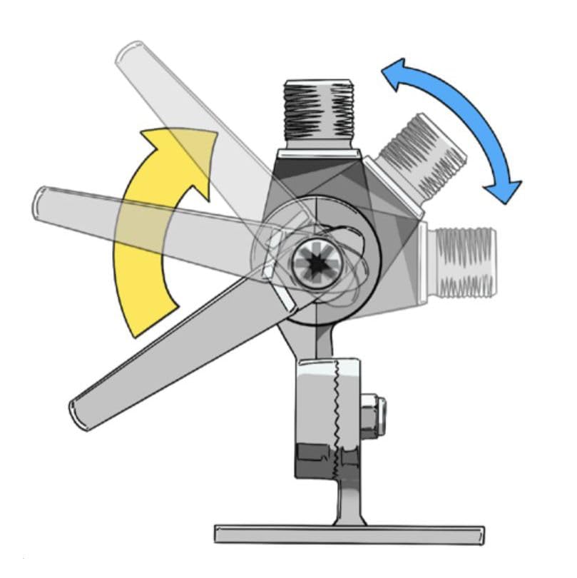 Image of Fishmaster Boat Ratchet Mount Antenna Base for GPS, FM, AM, UHF, VHF - 1 inch-14 inch Male Threads, Dual Axis Adjustment, Marine Grade Stainless Steel
