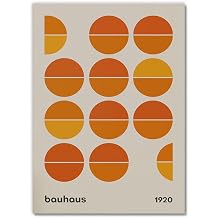 Bauhaus Abstract Line Art Canvas Painting Mid Century Modern Geometric Exhibition Poster Minimalist Wall Art Pictures for Home Decor SKU17,20x28inch=50x70cm,Unframed