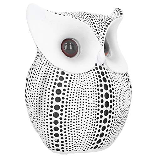 Owl Statue Ornament Owl Figurines Decor Polka Dot Owl Small Resin Artificial Owl Non Slip Animal Sculpture Ornament for Home Office Tabletop Easter Gift (White) - Image 2