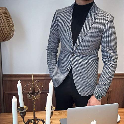 Mens Slim Fit Houndstooth Plaid Dogstooth Casual Blazers Jacket Suit Coat Grey Brown3