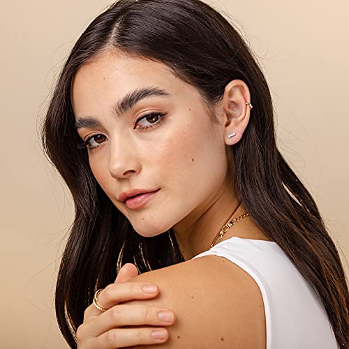 Pavoi 14K White Gold Plated 925 Sterling Silver Post Princess Cut Ear Crawlers | Cubic Zirconia Ear Crawler | Womens Trendy Earrings #TOP1