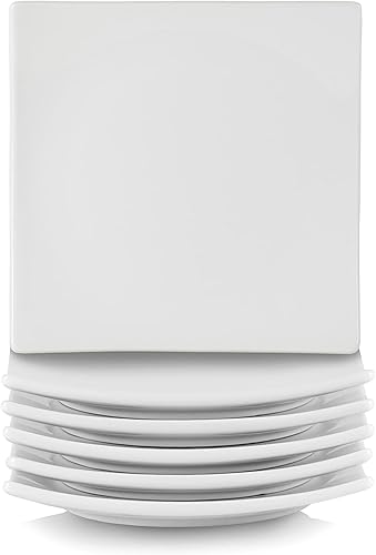 10 Strawberry Street Ceramic Simply White - Plato cuadrado para aperitivo, 6 pulgadas, juego de 6