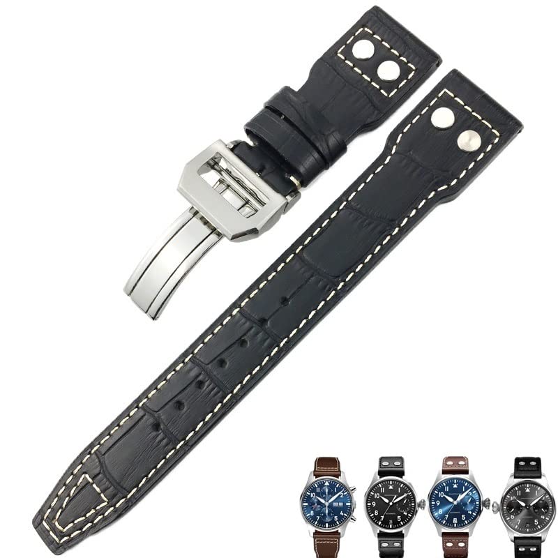 Bracelet montre cuir de vache italien 21mm agate KLVN pour IWC