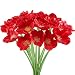 HO2NLE 20pcs Realistic PU Artificial Poppies Flowers Fake Wedding Bouquet Arrangements for Home Kitchen Living Room Dining Table Centerpieces Decorations Red
