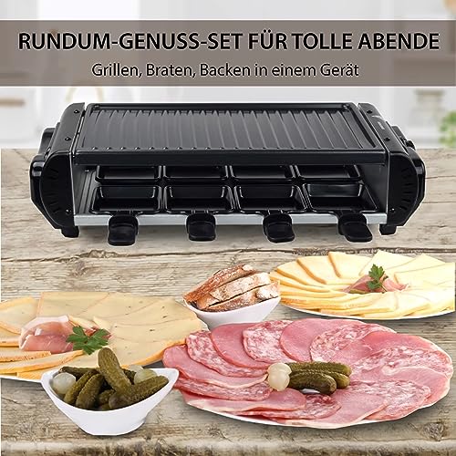 Syntrox Germany Raclette-Grill Set, Tischgrill, Party-Set für 8 Personen, 1200Watt Liestal mit Wechselplatten, Elektrogrill, Raclette Grill, 6 Kg, Stufenloser Temperaturregler – Bild 5