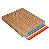 Bamboo wood cutting board set bamboo with 6 color coded flexible plastic chopping mats with food icons wooden cutting boards for kitchen wooden chopping board set non toxic dishwasher safe  urban country home decor