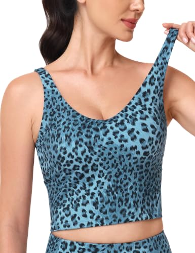 Image of THE GYM PEOPLE Women's Longline Sports Bra Wirefree Padded Medium Support Yoga Bras Gym Running Workout Tank Tops