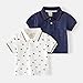 Toddler Baby Fashion Printed T-Shirts Lapel Button Little Kids Polo Shirt Short Sleeve Slim Fit Top (Navy,90/18-24 M,Unisex,Big Kid,US,Age,18 Months,24 Months)