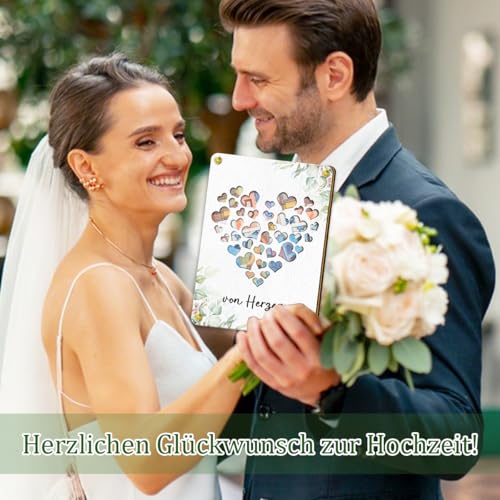 Hochzeitsgeschenke für Brautpaar, Holz Geldgeschenk Hochzeit mit Sockel, Originelle Hochzeit Geldgeschenk Verpackung, Hochzeitskarte Geldgeschenk- Segen für das Brautpaar