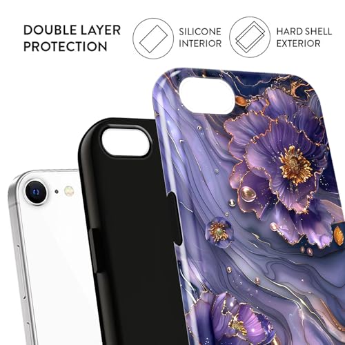 Coque antichoc iPhone SE marbre violet double couche - 2