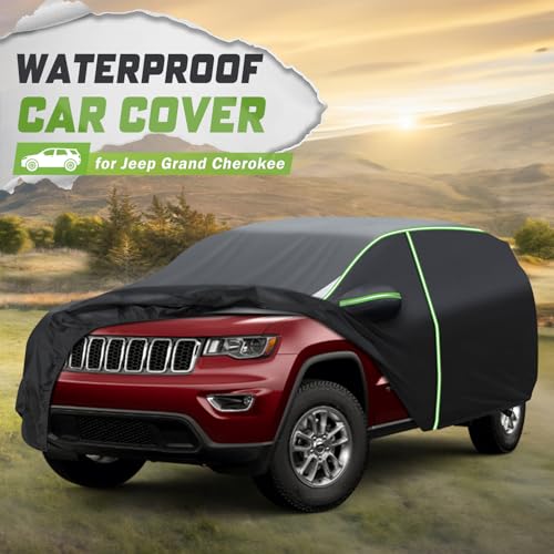 Image of Mixsuper Liner Car Cover for Jeep Grand Cherokee 1993-2026, 7 Layers Waterproof Car Cover Accessories for Grand Cherokee with Zipper Door, Windproof Straps, Reflective Strips, Anti-UV, All Weather