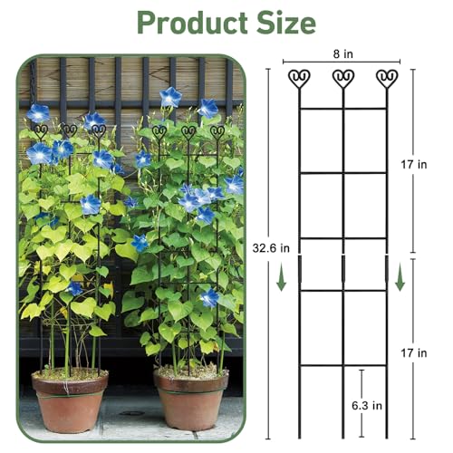 Image of 32in Large Indoor Plant Trellis for Climbing Plants, Expandable Metal Garden Trellis for Potted Plants, Tall Plant Supports for Ivy Pothos Hoya Monstera, 4p
