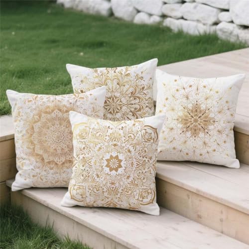 Housse de coussin imperméable 45x45cm avec impression mandala double face