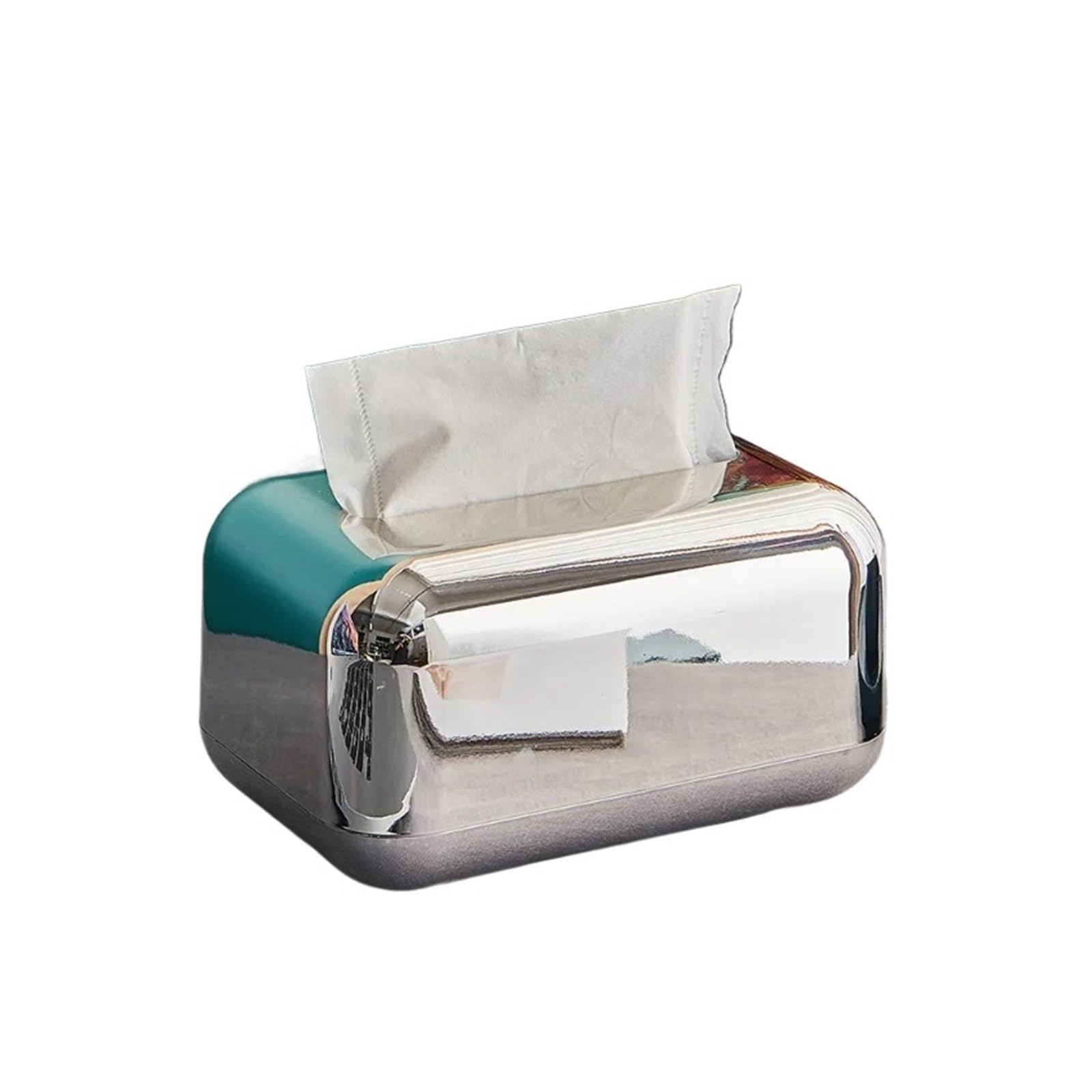 Tissue Box Tissue Boxes Storage Napkin Holder Kitchen Tissue Box Paper Case Organizer Ornament Craft Desktop Tissue Holder(Silver)