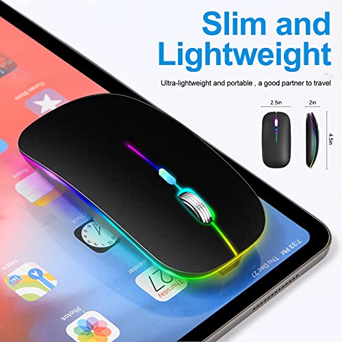 Image of KLO Rechargeable Bluetooth 5.2 /3.0 /Type-C /USB-2.4G Mouse for MacBook /MacBook air /Pro /iPad, Wireless Mouse for Laptop /Notebook /pc /iPad /Chromebook (Black)