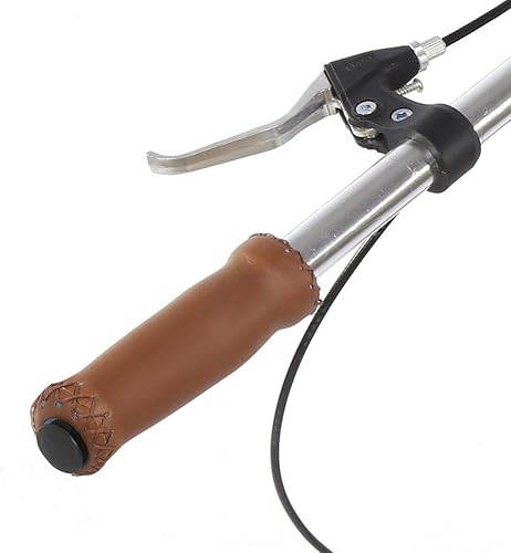 Miniatura 3 de Agarraderas de manillar de bicicleta, 1 par de empuñaduras de manillar de cuero artificial retro para bicicleta de montaña y carretera (marrón)