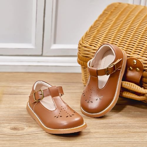 Image of GINFIVE Toddler Girls Dress Shoes Little Kids Flats School Mary Janes Shoes