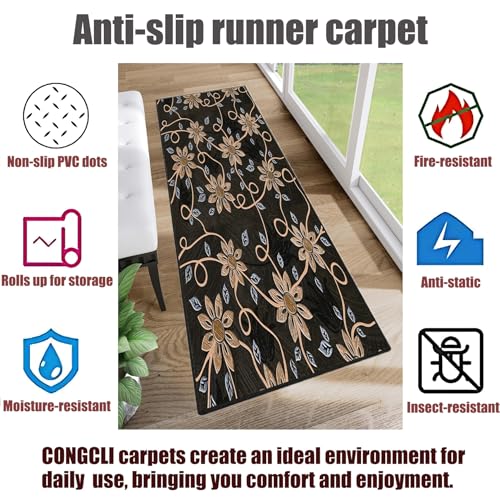 Alfombra pasillo larga moqueta resistente de pasillos lavable de 74x185 cm 8