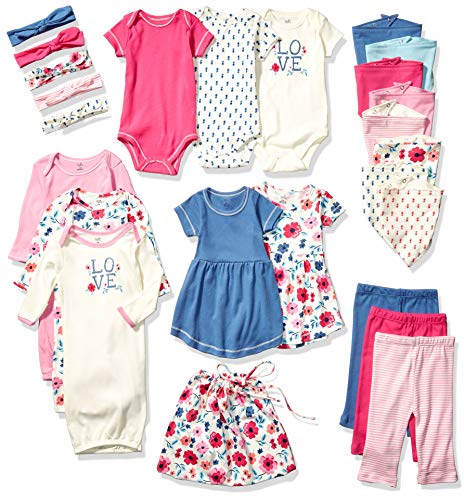 Touched by Nature Unisex Baby Organic Cotton Layette Set and Giftset, Garden Floral, 0-6 Months