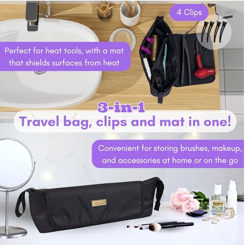 Bolsa de Viaje para Herramientas de Cabello y Tapete Resistente al Calor miniatura 4
