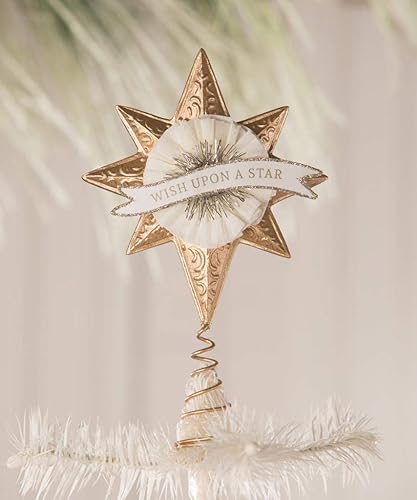 Bethany Lowe Wish Upon A Star - Decoración para árbol de Navidad (7.0in), color blanco y dorado
