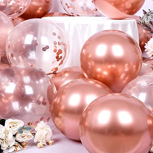 Image of AMFIN Bachelorette Party Decorations Rose Gold /Confetti Balloons Rose Gold /Confetti Balloons for Birthday /Rose Gold Birthday /Valentine Day /Anniversary Theme Balloons - Pack of 50
