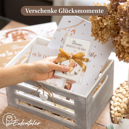 EULENTALER ® Das Baby Abdruckset GOLD I 0-6 Monate I Von Pädagogen empfohlen I Für Handabdruck, Fußabdruck & Pfotenabdruck I inkl. 2 Stempelkissen & 4 Abdruckkarten I Geschenk zur Geburt