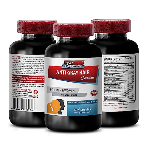 gray hair supplement to reverse - ANTI-GRAY HAIR SOLUTION - vegetable hair dye for gray hair, horsetail herb for hair growth, saw palmetto for men hair loss, nettle leaf for hair growth 1B 60Capsules